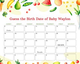 Fruit and Vegetables Baby Due Date Calendar