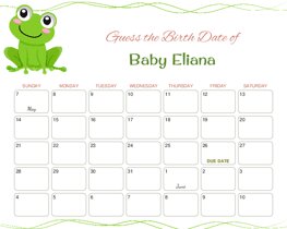 Cute Smiling Frog Baby Due Date Calendar
