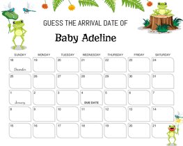 Frogs Baby Due Date Calendar