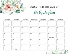 Beautiful Eucalyptus Flower Baby Due Date Calendar