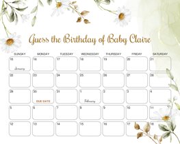 Elegant Daisy Flower Baby Due Date Calendar