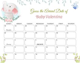 Cute Baby Elephant Baby Due Date Calendar