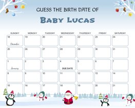 Christmas Background Baby Due Date Calendar