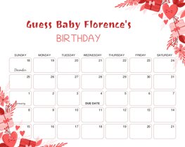 Valentine Elements Baby Due Date Calendar