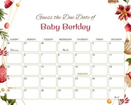 Christmas Season Baby Due Date Calendar