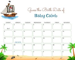 Pirate Ship Sailing with Flag Baby Due Date Calendar