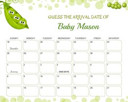 Sweet Pea Baby Due Date Calendar