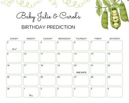 Peas in the Pod Baby Due Date Calendar